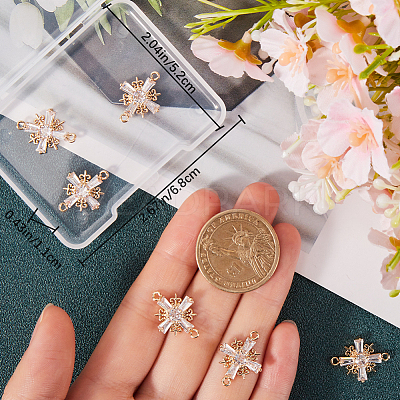 8Pcs Brass Pave Clear Cubic Zirconia Connector Charms KK-BBC0014-64-1