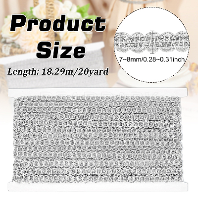 Polyester Braided Metallic Lace Trim SRIB-WH0011-180D-02-1