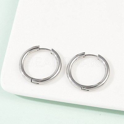 Tarnish Resistant 201 Stainless Steel Huggie Hoop Earrings Findings X-STAS-F149-33P-A-1