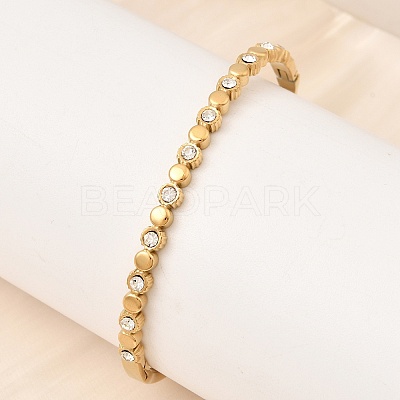 304 Stainless Steel Rhinestone Hinged Bangles for Women BJEW-B168-03C-G-1