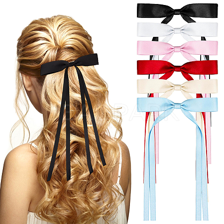 Polyester Ribbon Bowknot Alligator Hair Clips AJEW-CP0008-40B-1