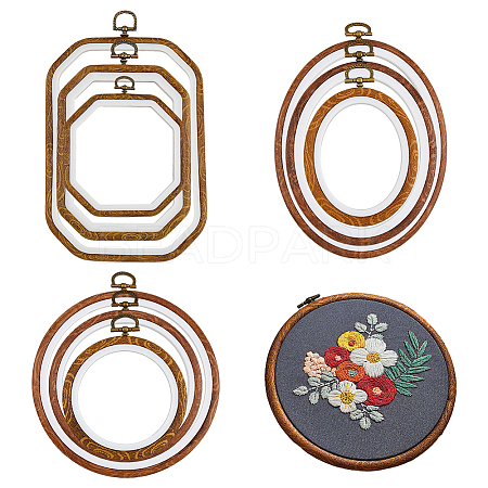 9Pcs 9 Style Plastic Cross Stitch Embroidery Hoops FIND-DC0004-90-1