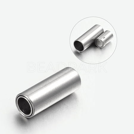 304 Stainless Steel Magnetic Clasps with Glue-in Ends X-STAS-L131-03-1