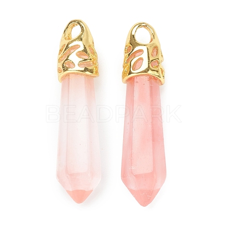 Bullet Cherry Quartz Glass Pointed Pendants G-E332-C30-G-1