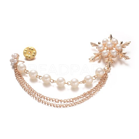 Trendy Alloy Imitation Acrylic Pearl Beads Safety Brooches JEWB-JL005-1