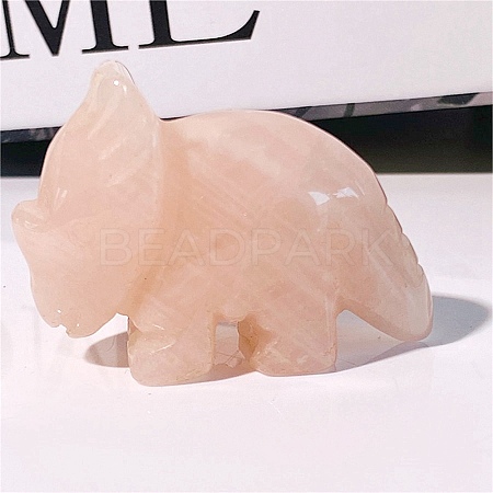 Natural Rose Quartz Carved Healing Rhinoceros Figurines PW-WG88972-04-1