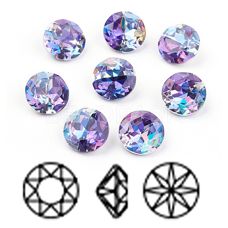 Pointed Back & Back Plated K9 Glass Rhinestone Cabochons RGLA-J012-10mm-539LS-1