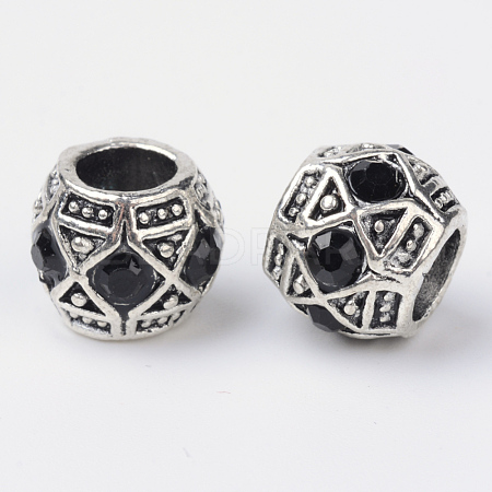 Alloy Rhinestone Rondelle Large Hole European Beads X-MPDL-R036-80A-1