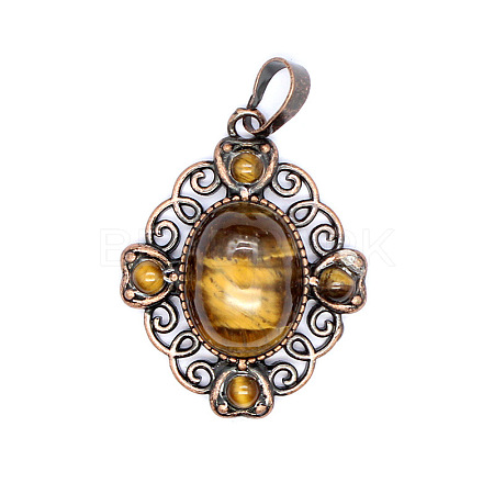 Retro Hollow Natural Tiger Eye Pendants PW-WG7B8C5-13-1