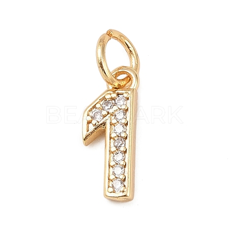 Brass Micro Pave Clear Cubic Zirconia Charms KK-G544-04G-01-1