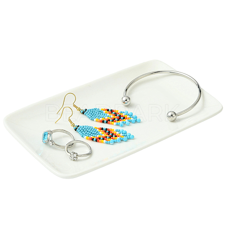 1Pc Rectangle Ceramic Jewelry Dish AJEW-BBC0002-48-1