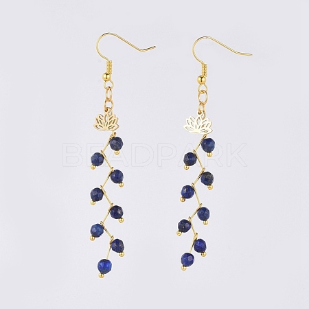 Natural Lapis Lazuli Dangle Earrings EJEW-JE03634-03-1