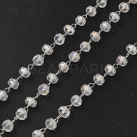 Glass Rondelle Beaded Chains CHS-B004-02P-1