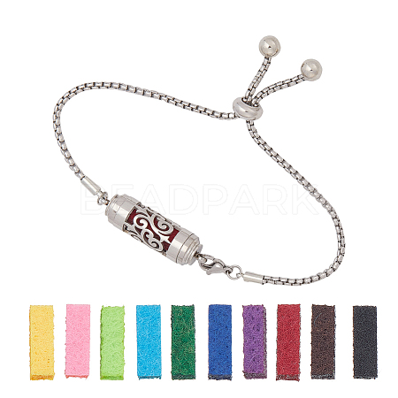 Stainless Steel Column Slider Bracelets BJEW-WH0016-75B-1