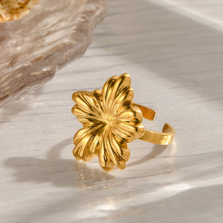 Flower 304 Stainless Steel Cuff Rings FS-WG7BC9E-05-1