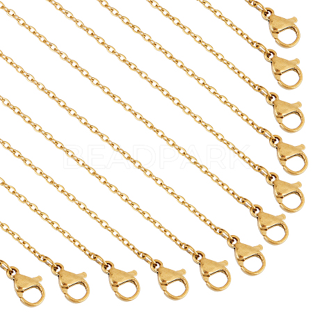20Pcs Classic Plain 304 Stainless Steel Flat Cable Chain Necklaces Set NJEW-SC0001-22-1