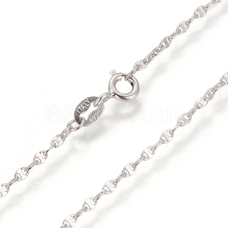 Anti-Tarnish Rhodium Plated 925 Sterling Silver Mariner Link Chain Necklaces STER-L059-13P-1