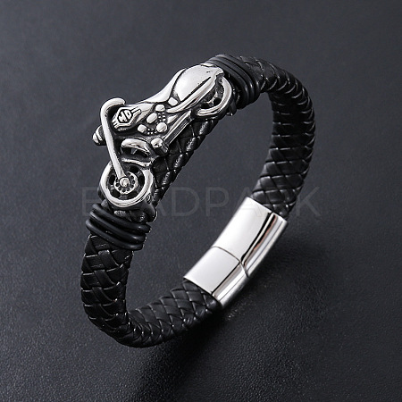 Punk Braided PU Leather Cord Bracelets LT2133-1-1