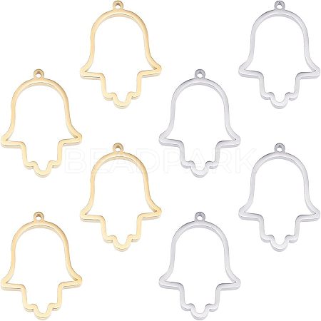 8Pcs 2 Colors 304 Stainless Steel Open Back Bezel Pendants STAS-UN0031-92-1