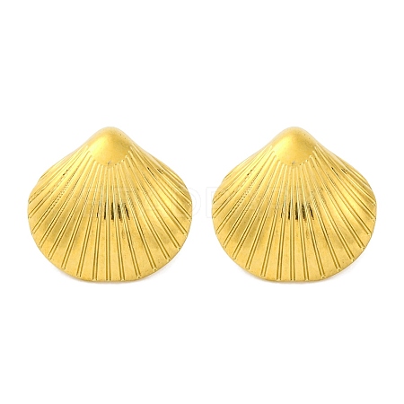 Ion Plating(IP) 304 Stainless Steel Shell Shape Stud Earrings EJEW-D281-05G-1