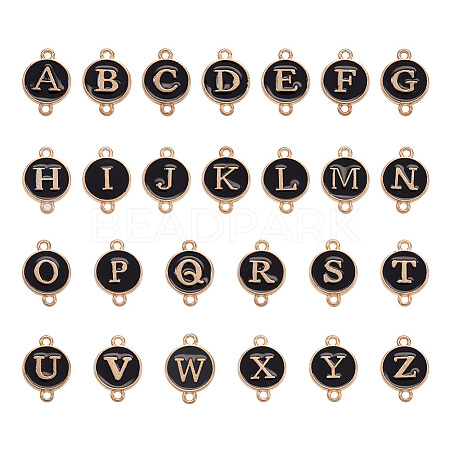 26Pcs Alloy Enamel Letter A~Z Connector Charms FIND-TAC0028-14B-1