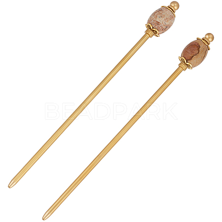 2Pcs Brass Hair Sticks OHAR-PH00007-1