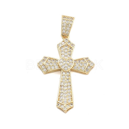 Brass Pave Cubic Zirconia Pendants KK-U009-06A-G-1