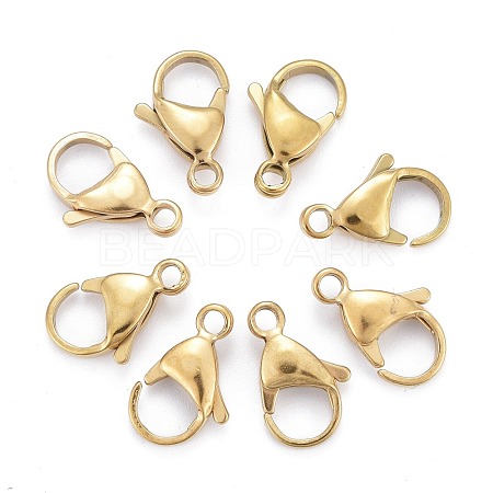 Ion Plating(IP) 304 Stainless Steel Lobster Claw Clasps X-STAS-H353-F-02G-1