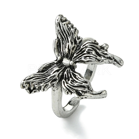 Butterfly Alloy Open Rings for Women RJEW-K275-45AS-1