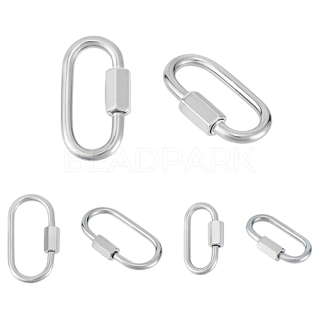 Unicraftale 6Pcs 3 Styles 304 Stainless Steel Screw Carabiner Lock Charms STAS-UN0053-31-1