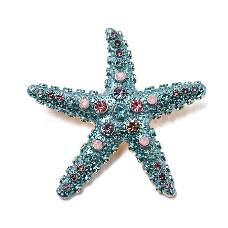 Ocean Theme Alloy Rhinestone Lapel Pins for Backpack Clothes for Clothes JEWB-F042-05A-G-1