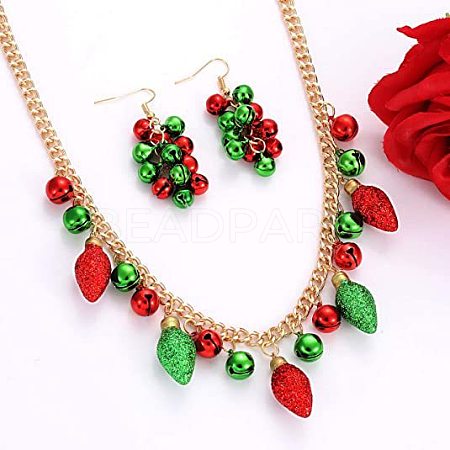 Christmas Bell & Bulb Alloy Pendant Necklaces & Dangle Earrings Sets WGF6150-01-1