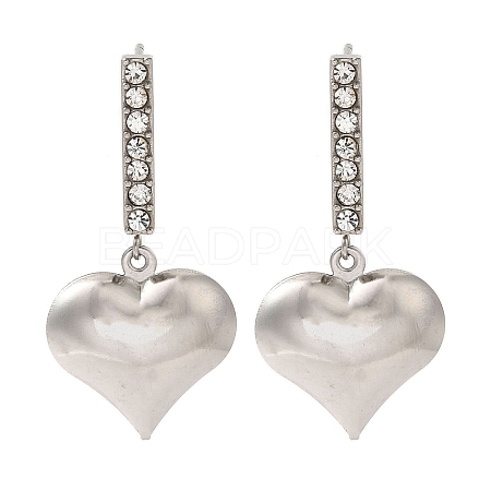 304 Stainless Steel Inlay Rhinestone Stud Earrings for Women EJEW-M024-06B-P-1