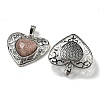 Natural Strawberry Quartz Peach Love Heart Pendants G-G158-01S-2