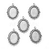 Tibetan Style Antique Silver Alloy Flat Oval Pendant Cabochon Settings X-TIBEP-M022-19AS-2