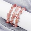 Unisex Chip Natural Strawberry Quartz Beaded Stretch Bracelets BJEW-S143-40-5