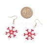 304 Stainless Steel Glass Seed Beads Snowflake Dangle Earrings EJEW-MZ00537-03-4