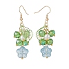 5 Pairs 5 Color Acrylic & Glass Pearl Flower of Life Dangle Earrings EJEW-JE05098-5