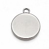 Flat Round 304 Stainless Steel Pendant Cabochon Settings X-STAS-N073-02-2