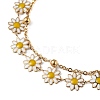 Enamel Daisy Flower Link & Satellite Chains Double Layer Multi-strand Bracelet BJEW-G669-09G-2