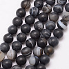Natural Black Agate Bead Strands X-G-K166-12-6mm-03-1
