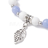 Leaf Alloy Charm Bracelets BJEW-JB12467-01-3