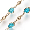 Soldered Handmade Oval Glass Beaded Chains CHC-G008-05LG-01-2