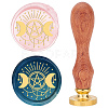 Brass Wax Seal Stamp with Wood Handle AJEW-WH0412-0010-1