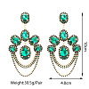 Arch with Oval Alloy Rhinestone Dangle Stud Earrings WGCD708-01-2