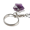 Reiki Natural Amethyst Moon & Star Pendant Keychains KEYC-P015-02P-02-3