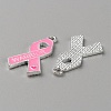 Breast Cancer Pink Awareness Ribbon Theme Alloy Enamel Pendants ENAM-WH0057-50G-2
