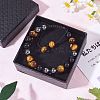 Natural Obsidian & Tiger Eye & Synthetic Hematite Braided Bead Bracelet BJEW-SW00001-22-7