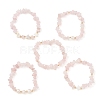 5Pcs 5 Style Natural Rose Quartz Chips Stretch Bracelets Set BJEW-JB09551-02-1