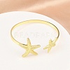 Marine Organism Brass Cuff Bangles for Women BJEW-D368-03D-G-2
